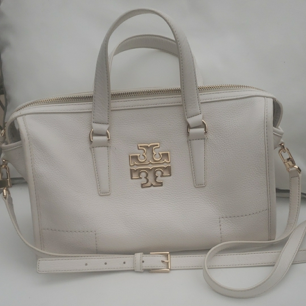💜Tory Burch White Leather Handbag (EUC)